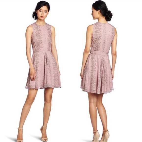 0514 French connection pink snakeskin dress sz 2 - Picture 1 of 8
